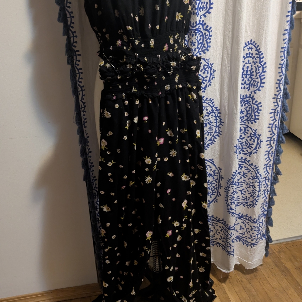 Floral Black Floral Printed Crop Top And Flared Pants